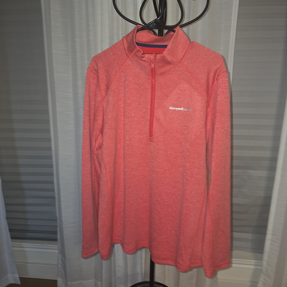 Vineyard Vines Coral Quarter-Zip Pullover Large NWT